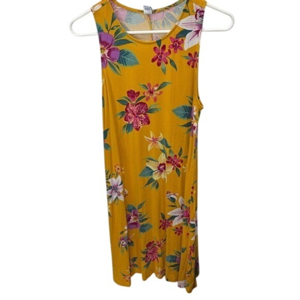 Old Navy Floral Print Sleeveless Tank Dress Yellow Pink White - Size M